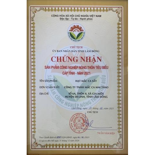 III. Giấy chứng nhận các sản phẩm của Mai Thao